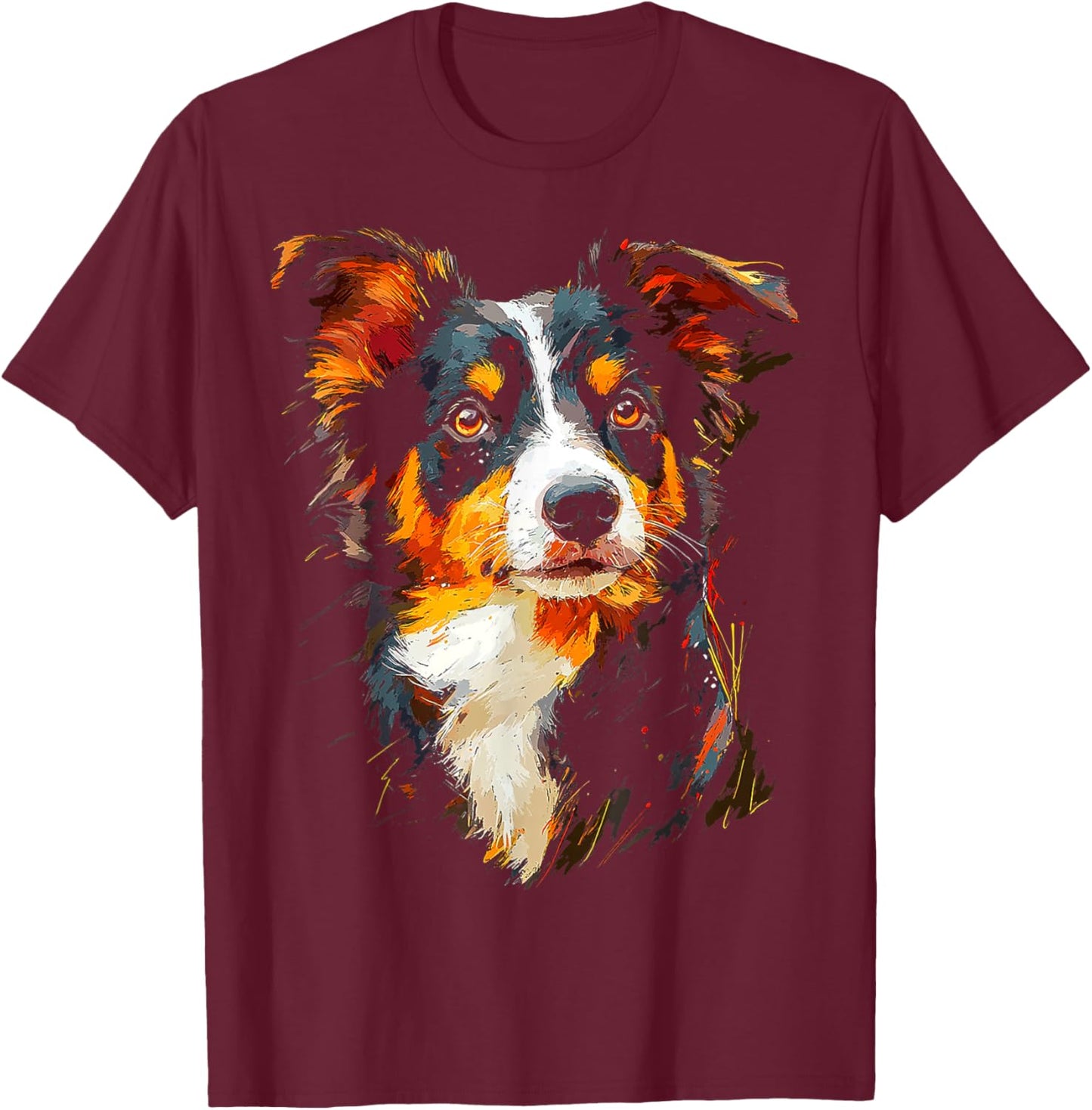 Australian Shepherd Dog Motif Pet Australian Shepherd Men Women Kids T-Shirt - T-Shirt | Maroon