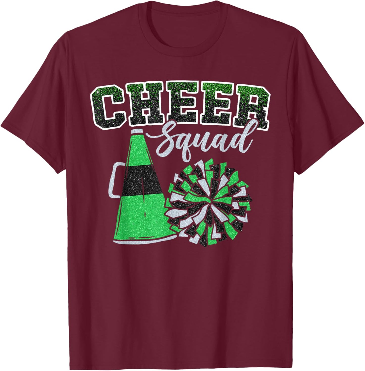 Cheer Squad Funny Cheerleader Cheerleading Green Women Girl T-Shirt - T-Shirt | Maroon