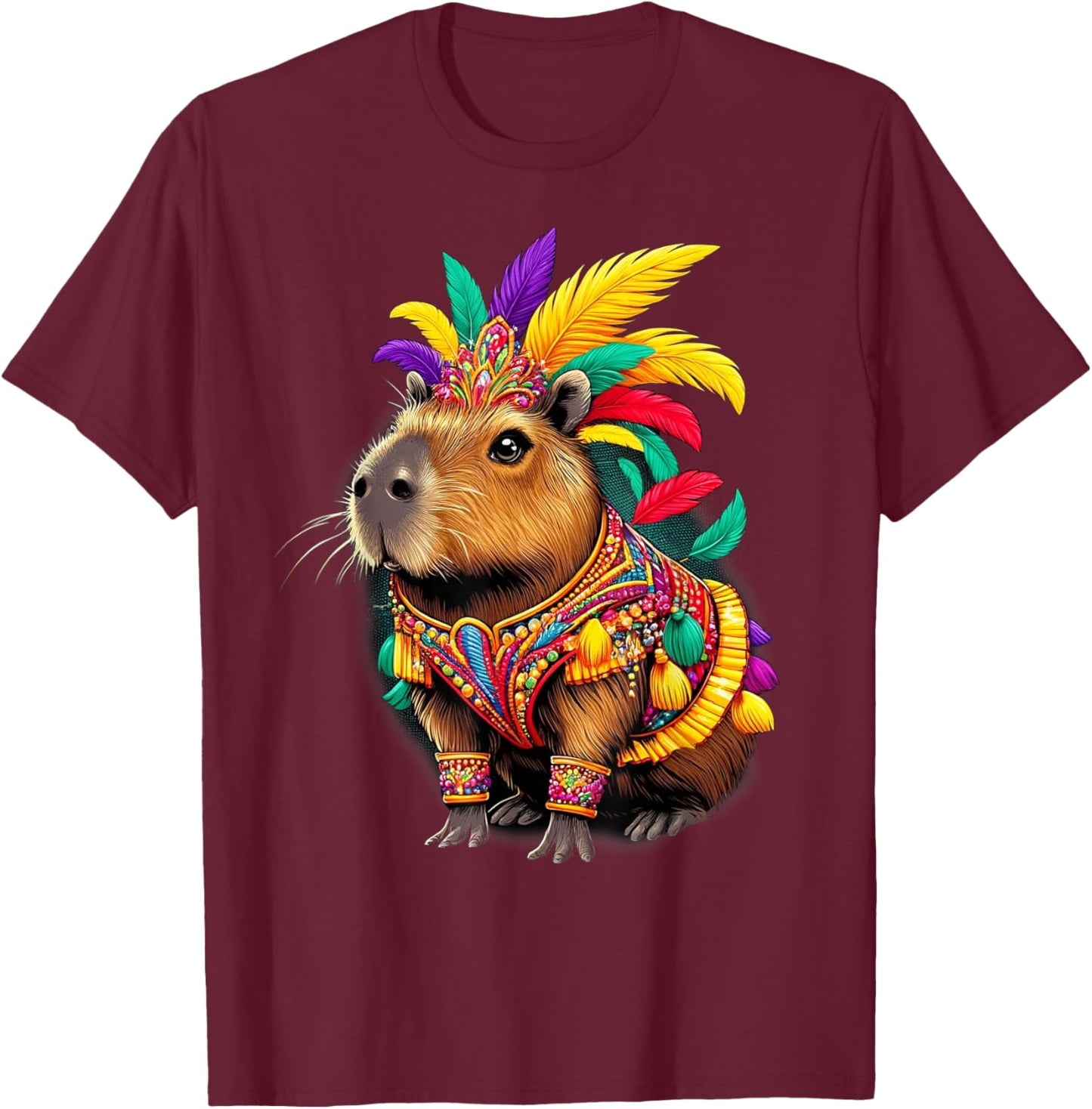 Funny Capybara Carnival Dress Brazil Heritage Latina T-Shirt - T-Shirt | Maroon