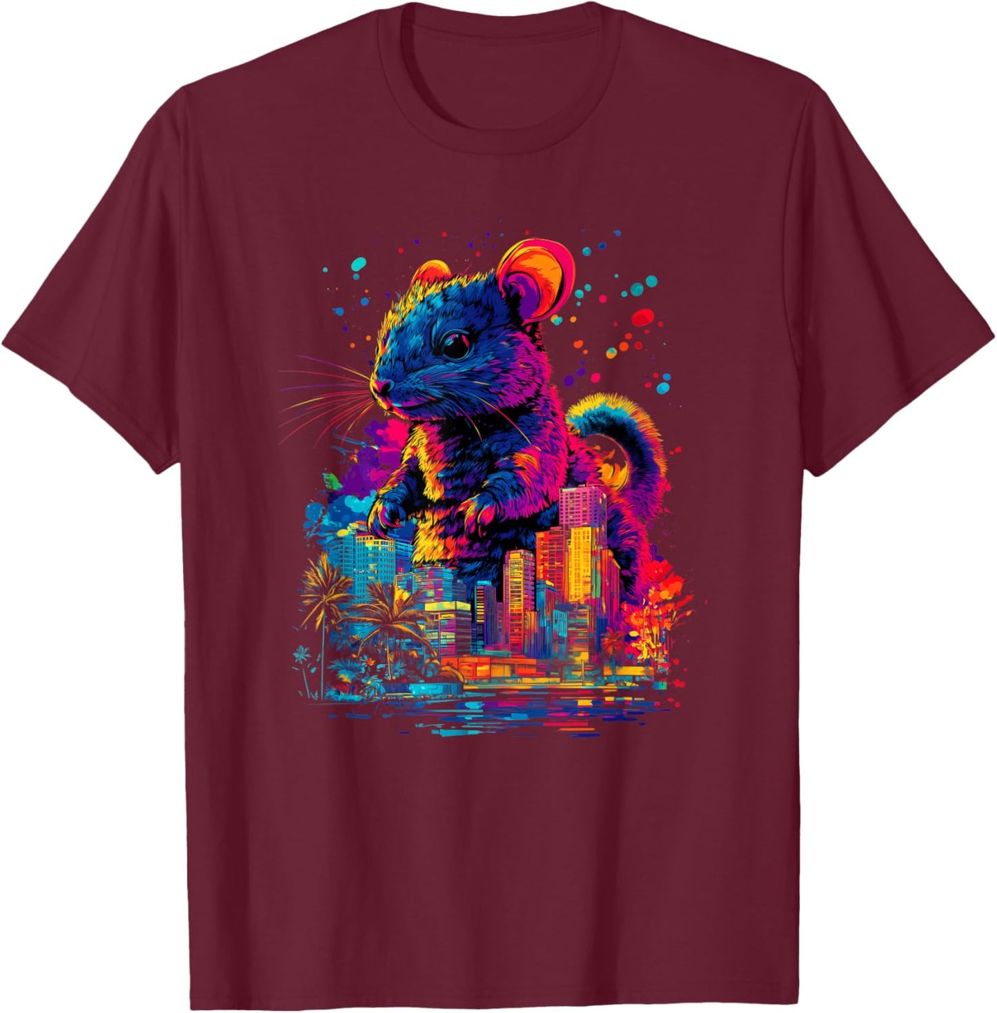 Colorful Chinchilla, Funny Chinchilla, Chinzilla T-Shirt - T-Shirt | Maroon