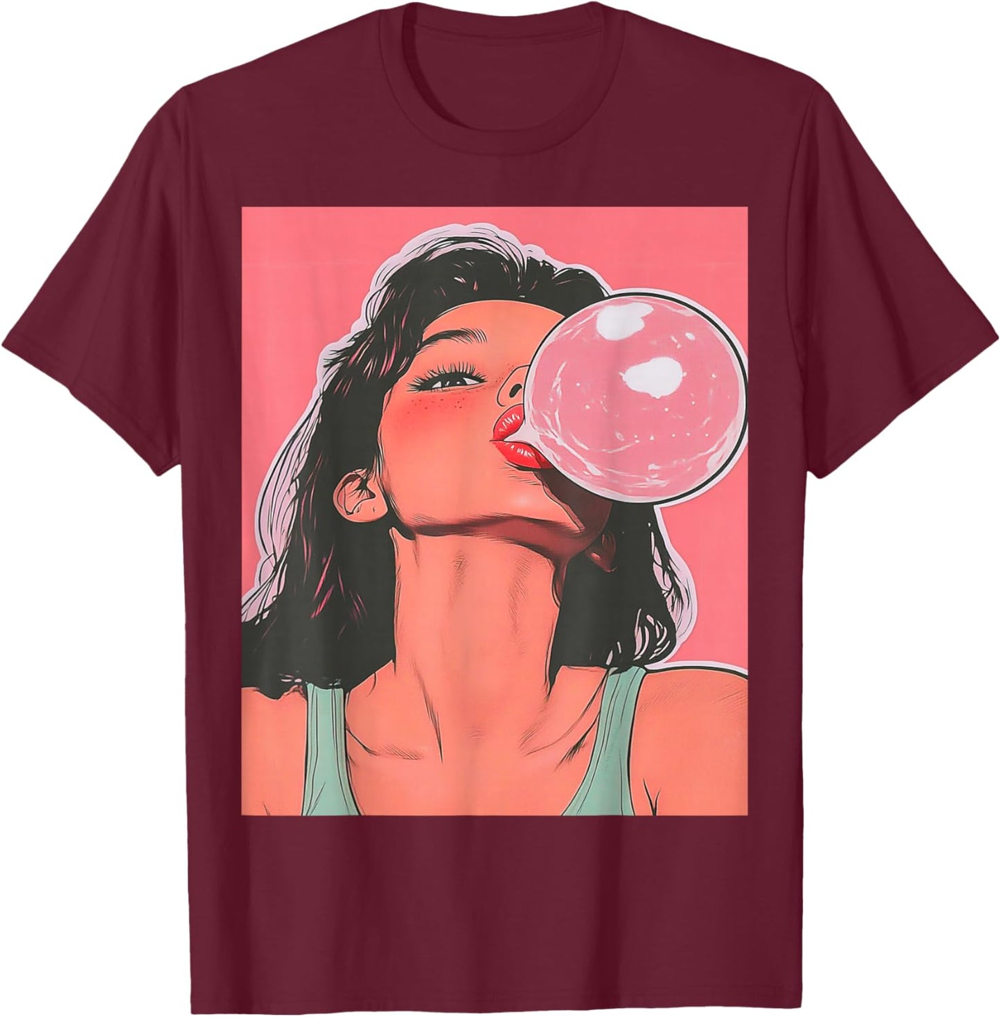 Bubble Gum Pink Adult Humor Graphic T-Shirt - T-Shirt | Maroon