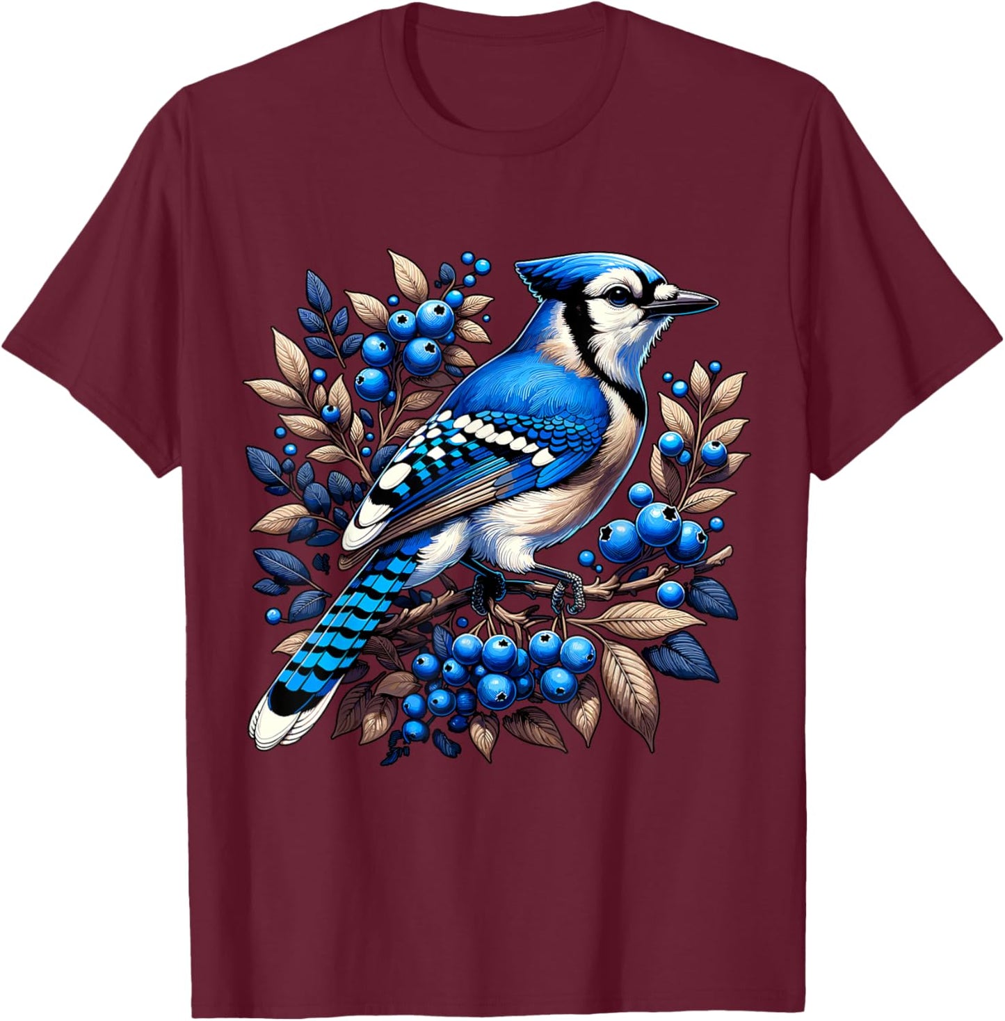 Blue Jay Bird T-Shirt - T-Shirt | Maroon