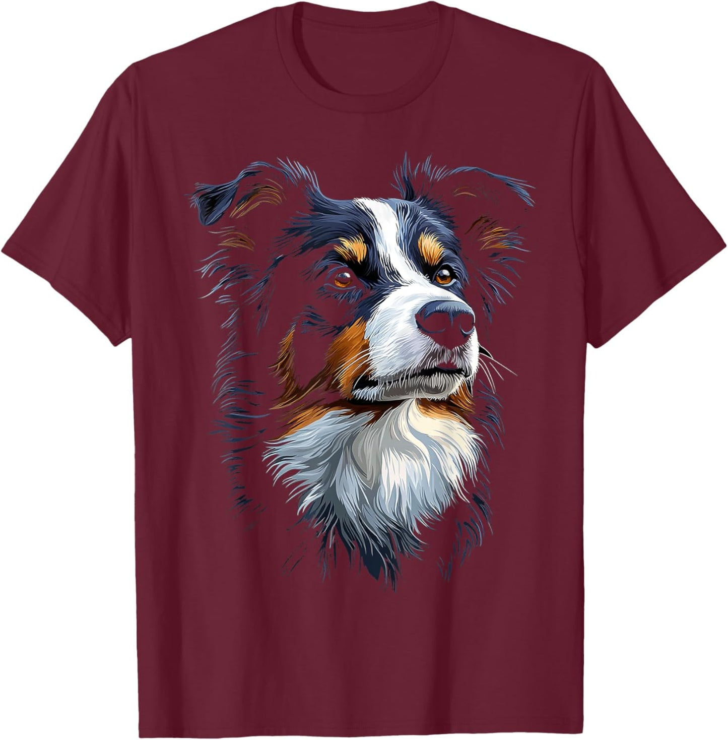 Border Collie Dog Motif Pet Artwork Border Collie Women Kids T-Shirt - T-Shirt | Maroon