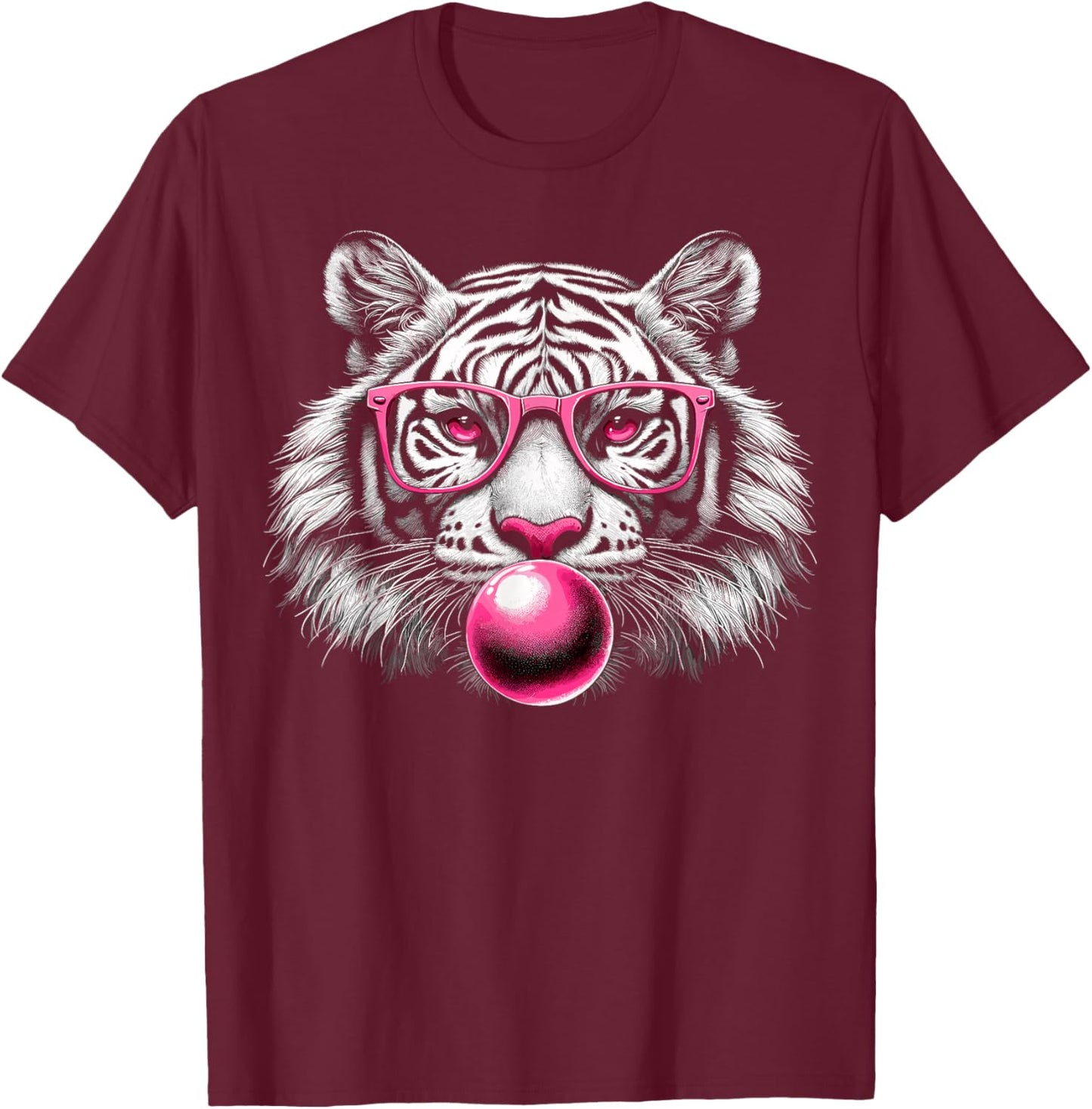 Tiger Face Wild Animal Cute Tiger T-Shirt - T-Shirt | Maroon