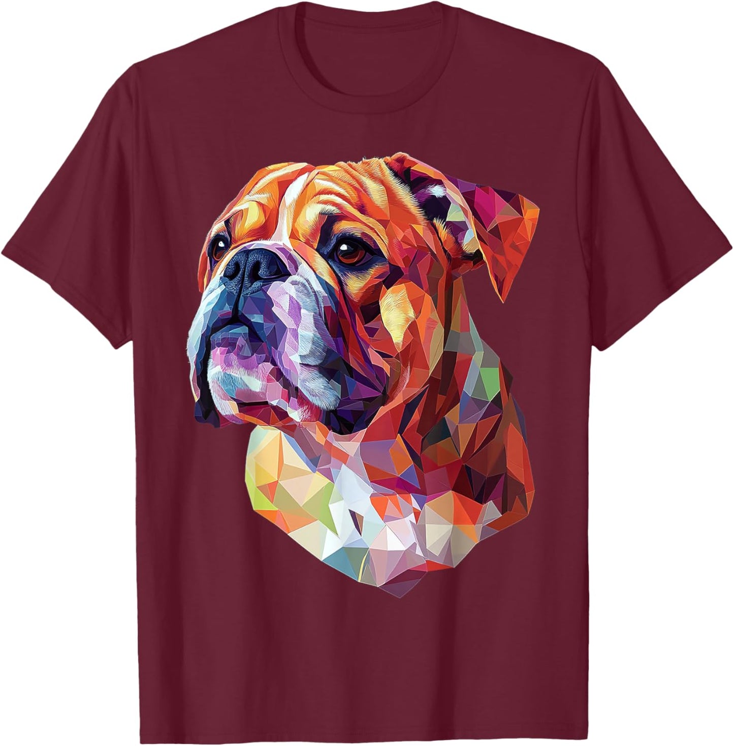 Bulldog Dog Graphic Pet Artwork Bulldog T-Shirt - T-Shirt | Maroon