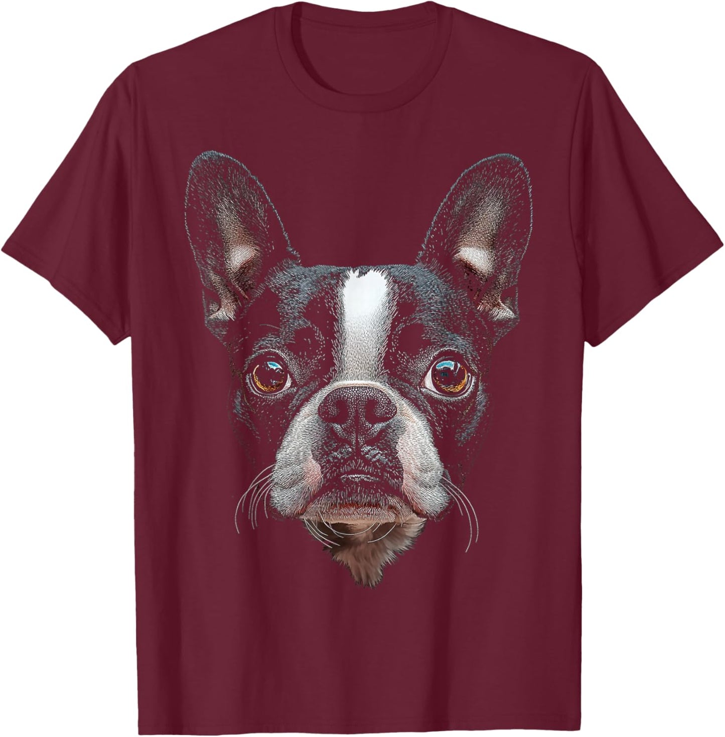 Boston Terrier Dog Graphic Pet Illustration Boston Terrier T-Shirt - T-Shirt | Maroon
