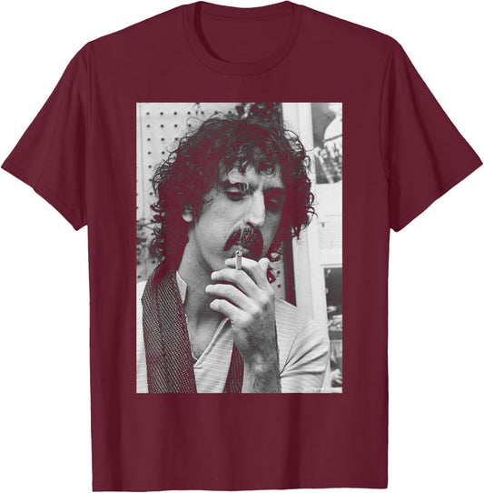 Smoking Frank Zappa by Virgina Turbett T-Shirt - T-Shirt | Maroon