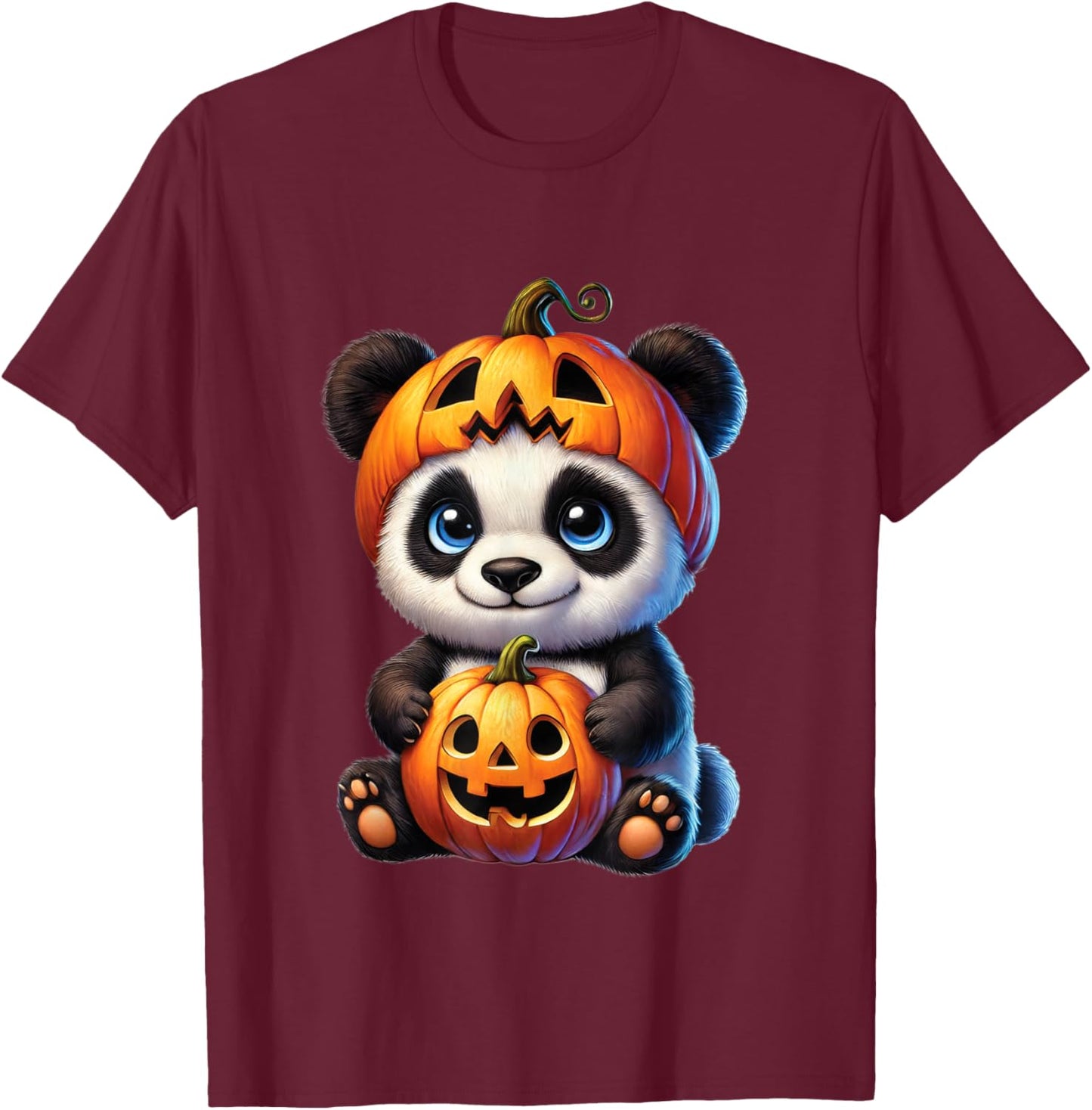 Panda Halloween Panda Pumpkin Halloween Panda Lover T-Shirt - T-Shirt | Maroon