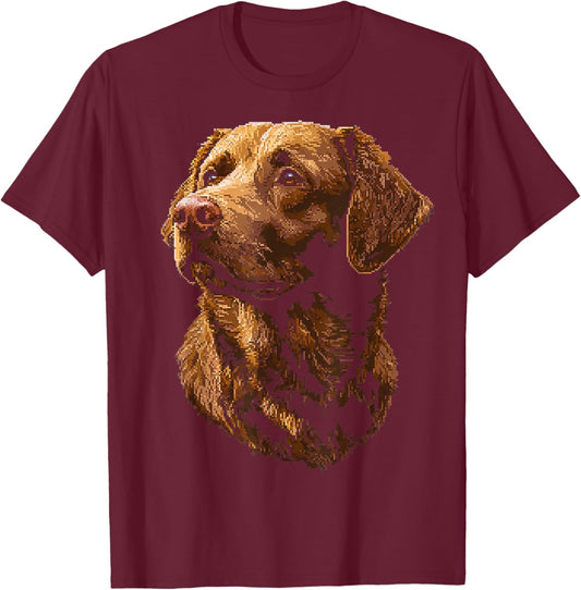 Chesapeake Bay Retriever Dog Graphic Pet Artwork Men Women Kids T-Shirt - T-Shirt | Maroon