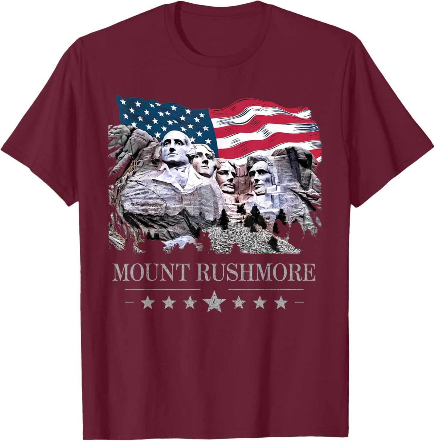 Mount Mt Rushmore South Dakota Souvenir USA Adventure Lover T-Shirt - T-Shirt | Maroon