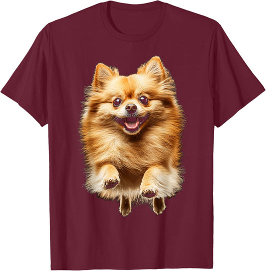 Pomeranian Dog Graphic Pet Artwork Pomeranian Men Women Kids T-Shirt - T-Shirt | Maroon