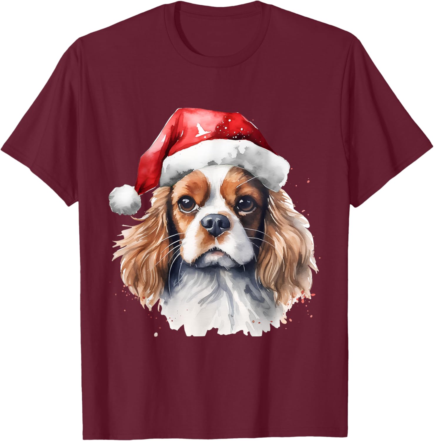 Cavalier King Charles Christmas Dog T-Shirt - T-Shirt | Maroon