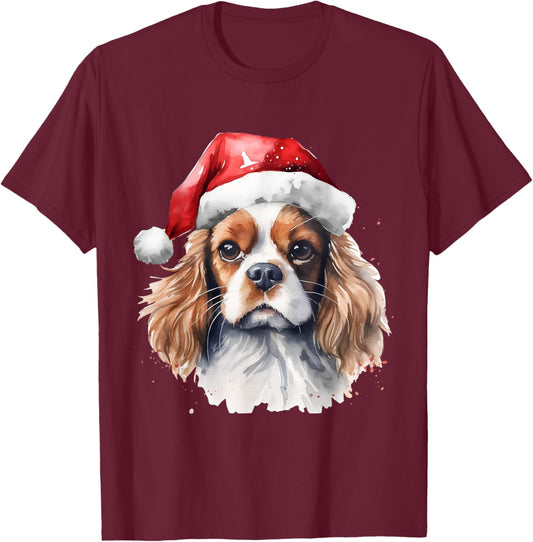 Cavalier King Charles Christmas Dog T-Shirt - T-Shirt | Maroon