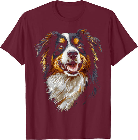 Australian Shepherd Dog Pet Artwork Australian Shepherd Men Women Kids T-Shirt - T-Shirt | Maroon