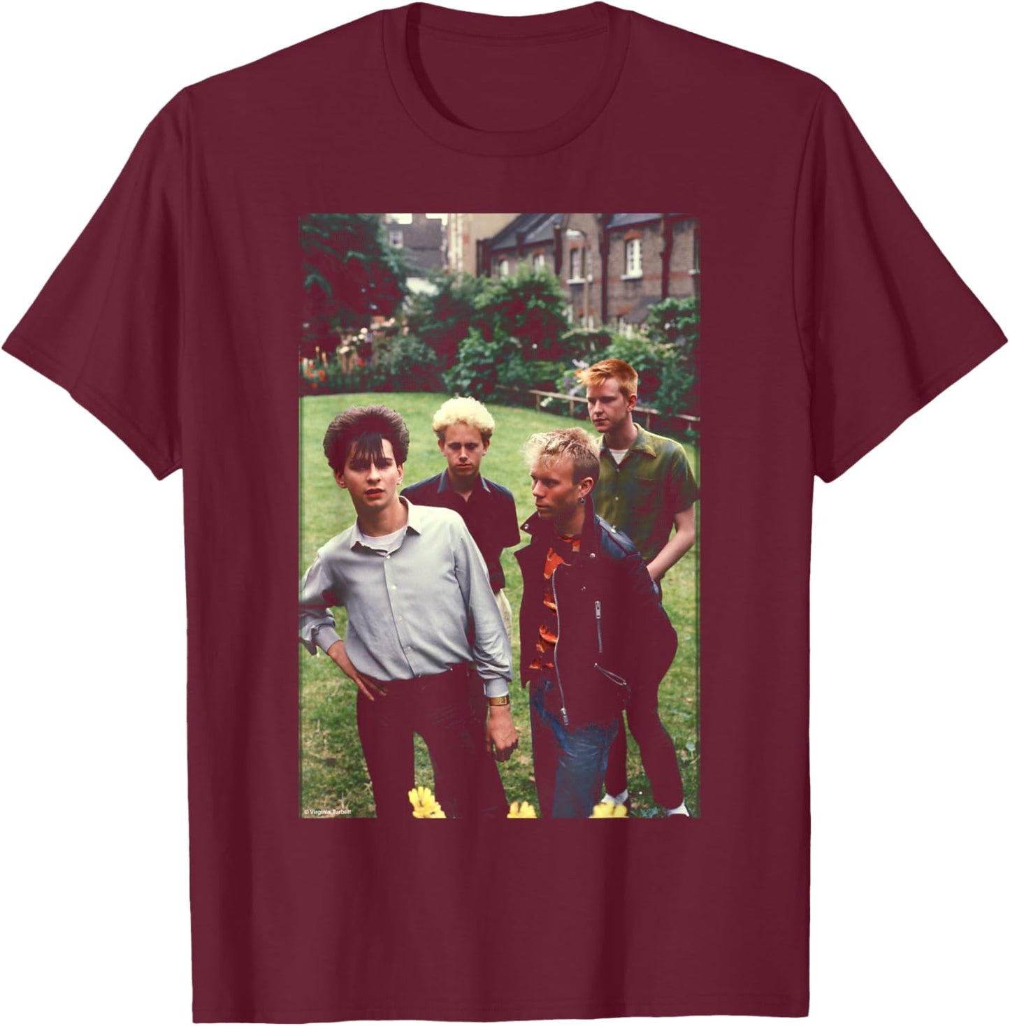 Depeche Mode 80s Band Portrait by Virginia Turbett T-Shirt - T-Shirt | Maroon