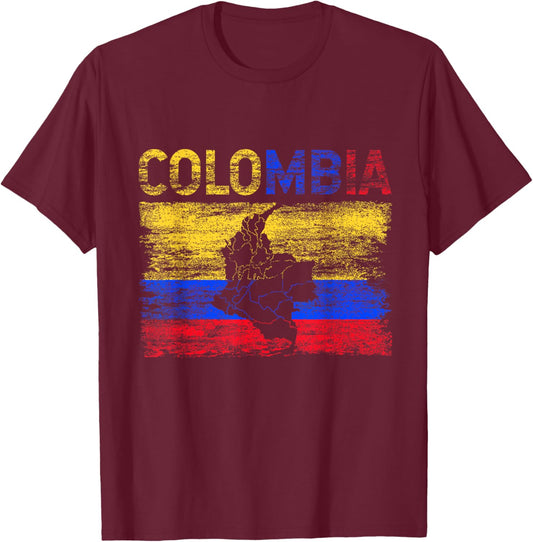 Colombia Pride Flag Colombian National Expat Heritage T-Shirt - T-Shirt | Maroon
