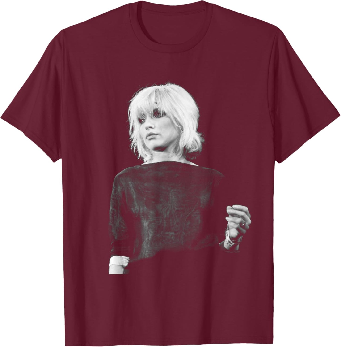Blondie Debbie Harry On Stage by Simon Fowler T-Shirt - T-Shirt | Maroon