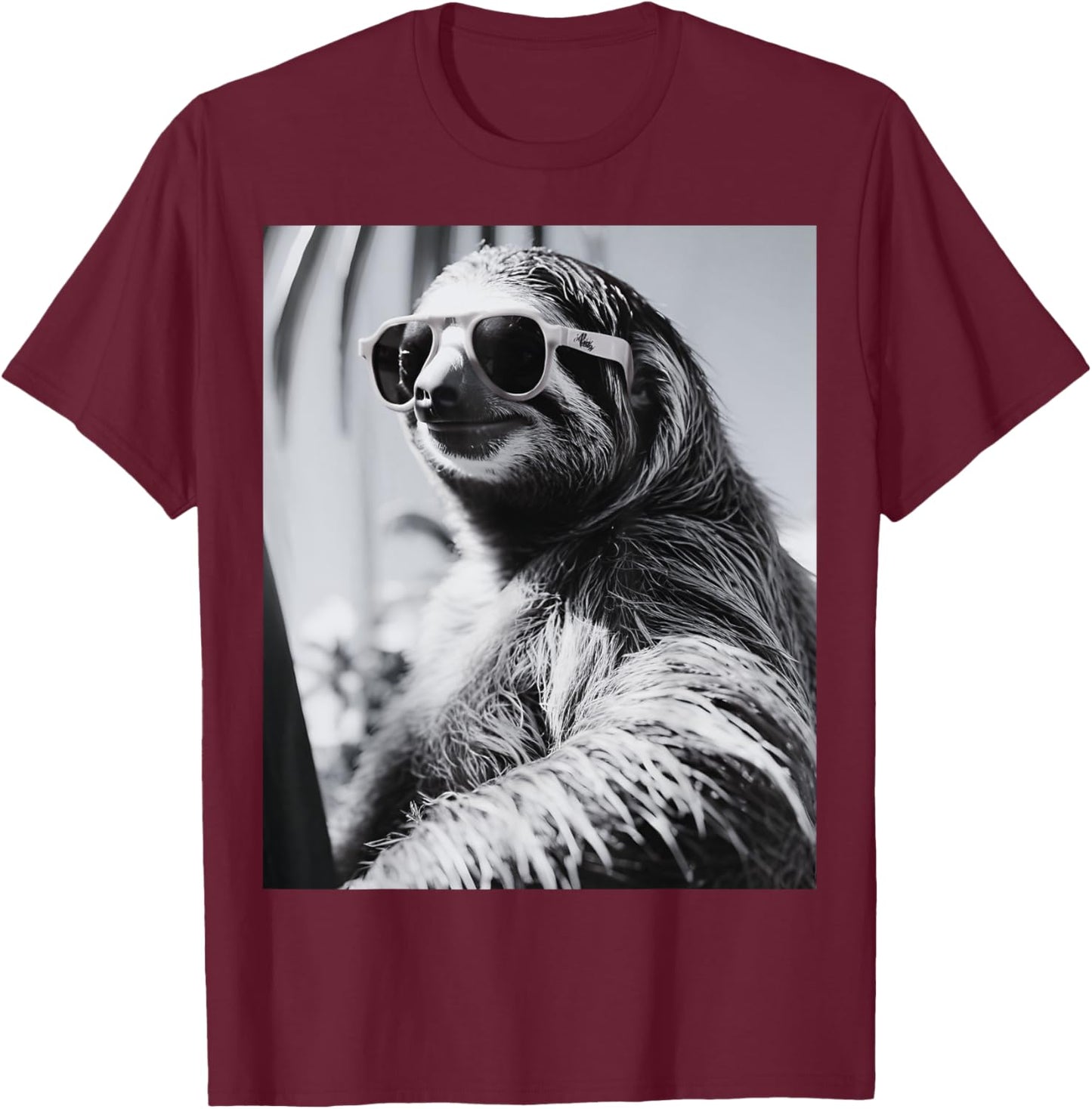 Men's Women's Children's Funny Graphic Sloth Animal Selfie Tops T-Shirt - T-Shirt | Maroon
