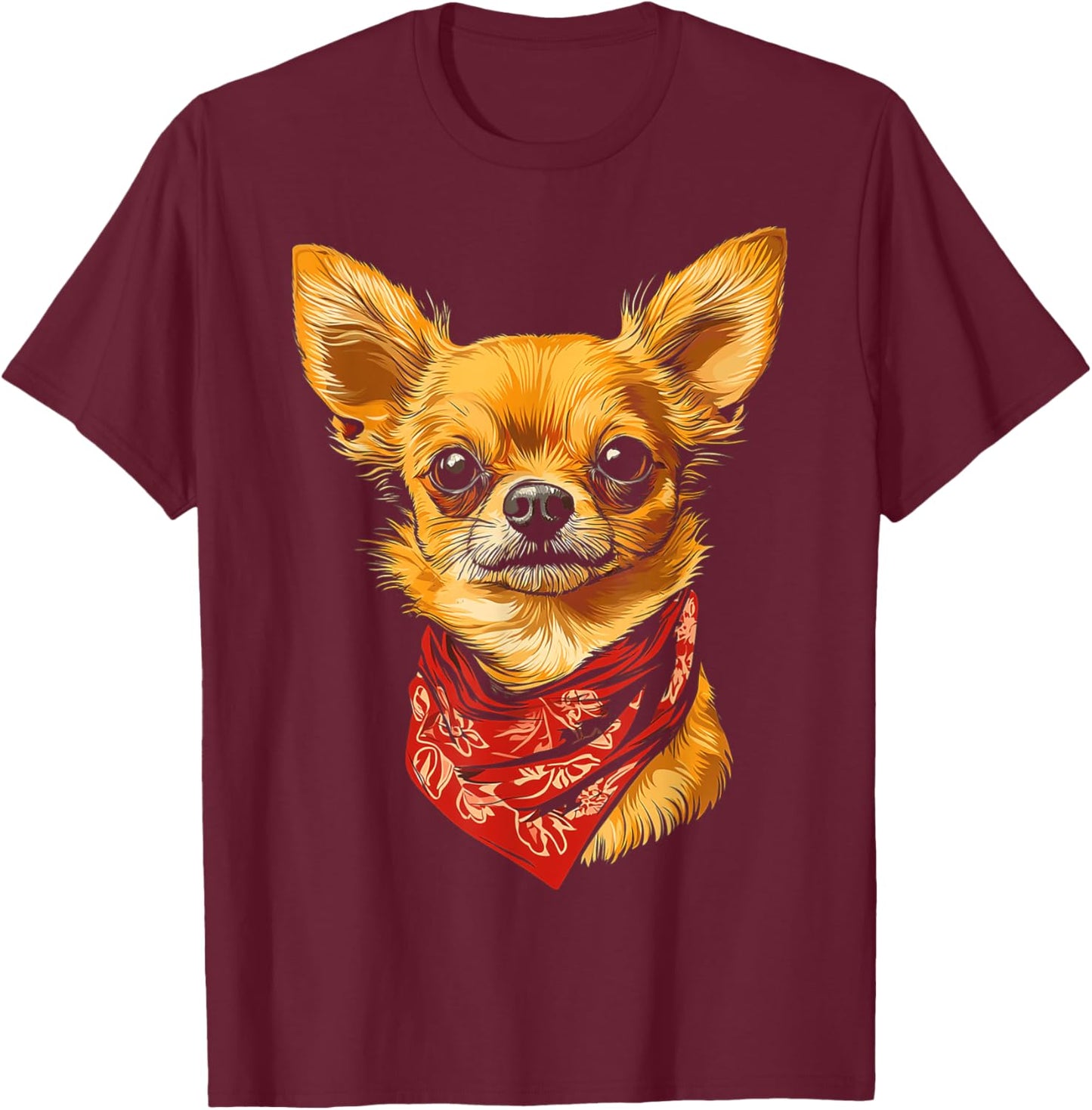 Chihuahua Dog Motif Pet Illustration Chihuahua T-Shirt - T-Shirt | Maroon