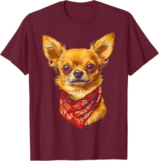 Chihuahua Dog Motif Pet Illustration Chihuahua T-Shirt - T-Shirt | Maroon