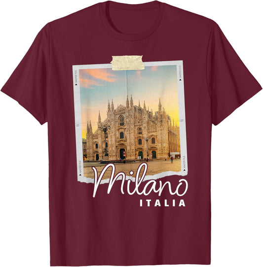 Milan Cathedral Italy Souvenir Duomo di Milano Italian T-Shirt - T-Shirt | Maroon