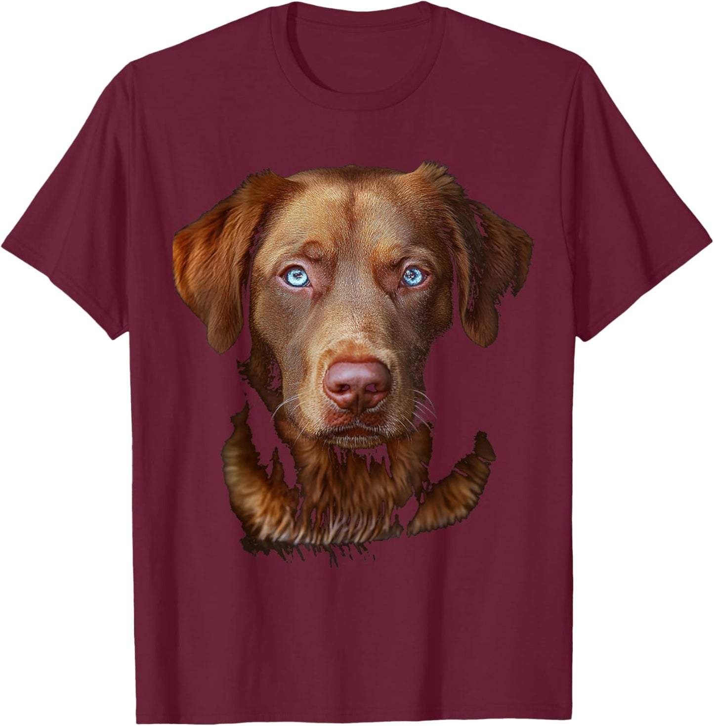 Chesapeake Bay Retriever Dog Motif Pet Art Blue Eyes Women Kids T-Shirt - T-Shirt | Maroon