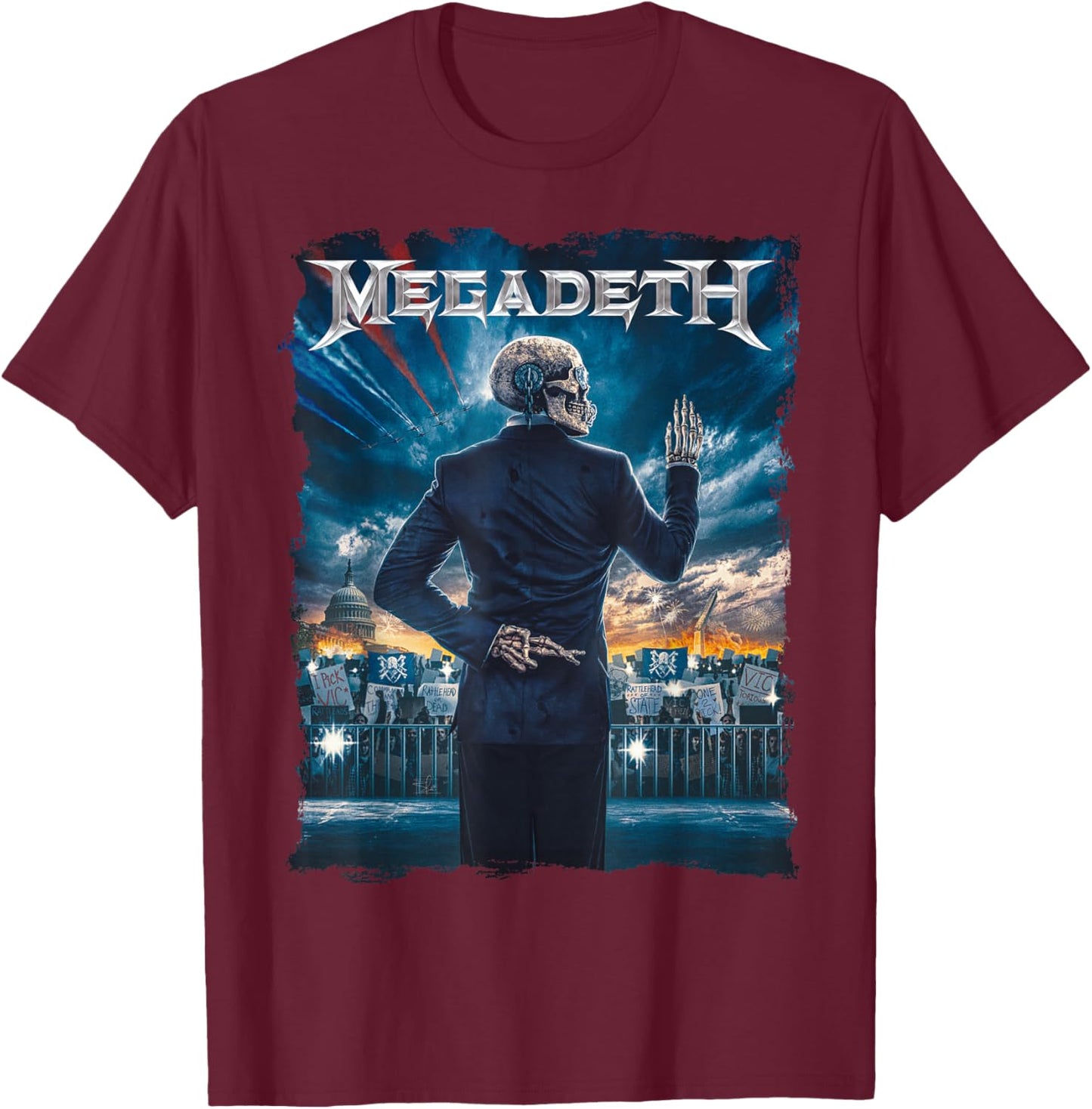 Megadeth - Vic Rally T-Shirt - T-Shirt | Maroon