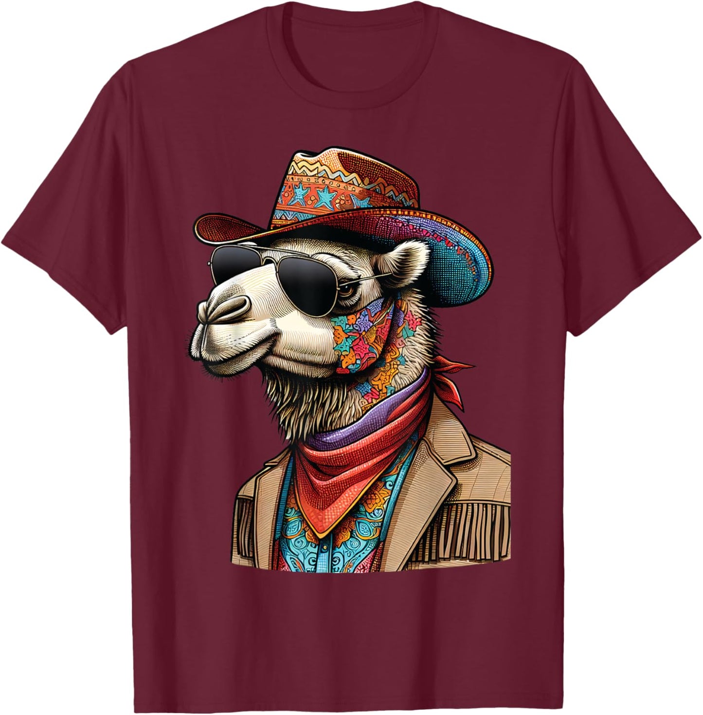 Cowboy Camel Funny Wild West Sheriff Camels T-Shirt - T-Shirt | Maroon