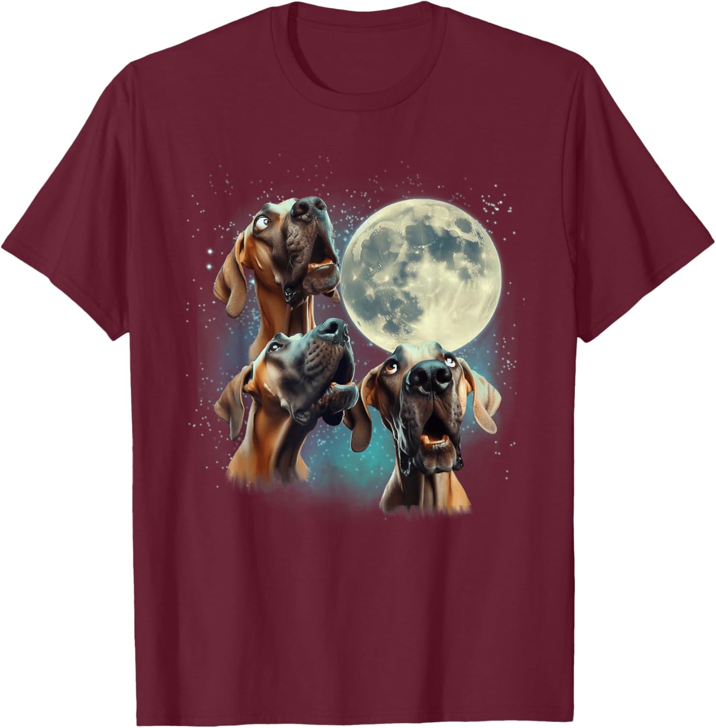Funny Three Dog Moon, 3 Great Dane Fawn Natural, Weird Meme Men Women Kids T-Shirt - T-Shirt | Maroon