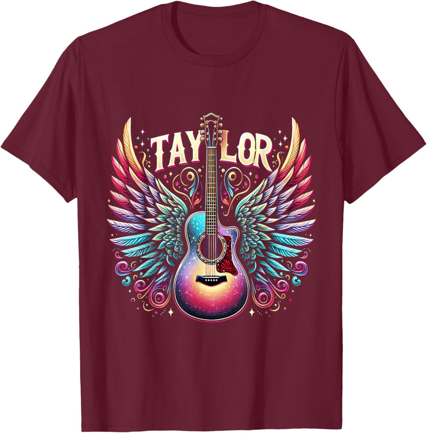 Girl Retro Taylor First Name Personalized Groovy 80's T-Shirt - T-Shirt | Maroon