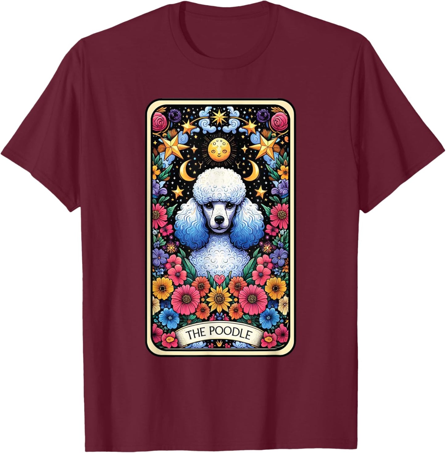 The Poodle Dog Tarot Card T-Shirt - T-Shirt | Maroon