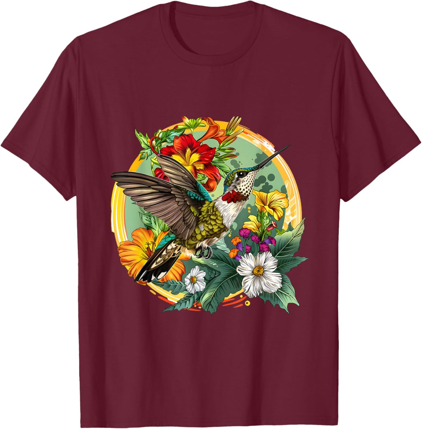 Bird and Blossoms: A Tribute to National Bird Day T-Shirt - T-Shirt | Maroon