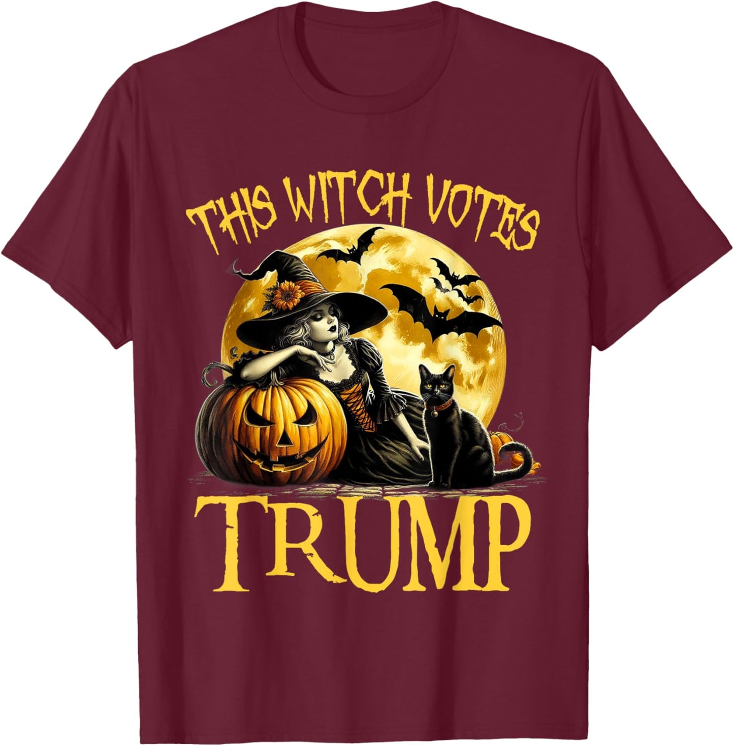 This Witch Votes Trump Halloween Costume Trumpkin Witch T-Shirt - T-Shirt | Maroon