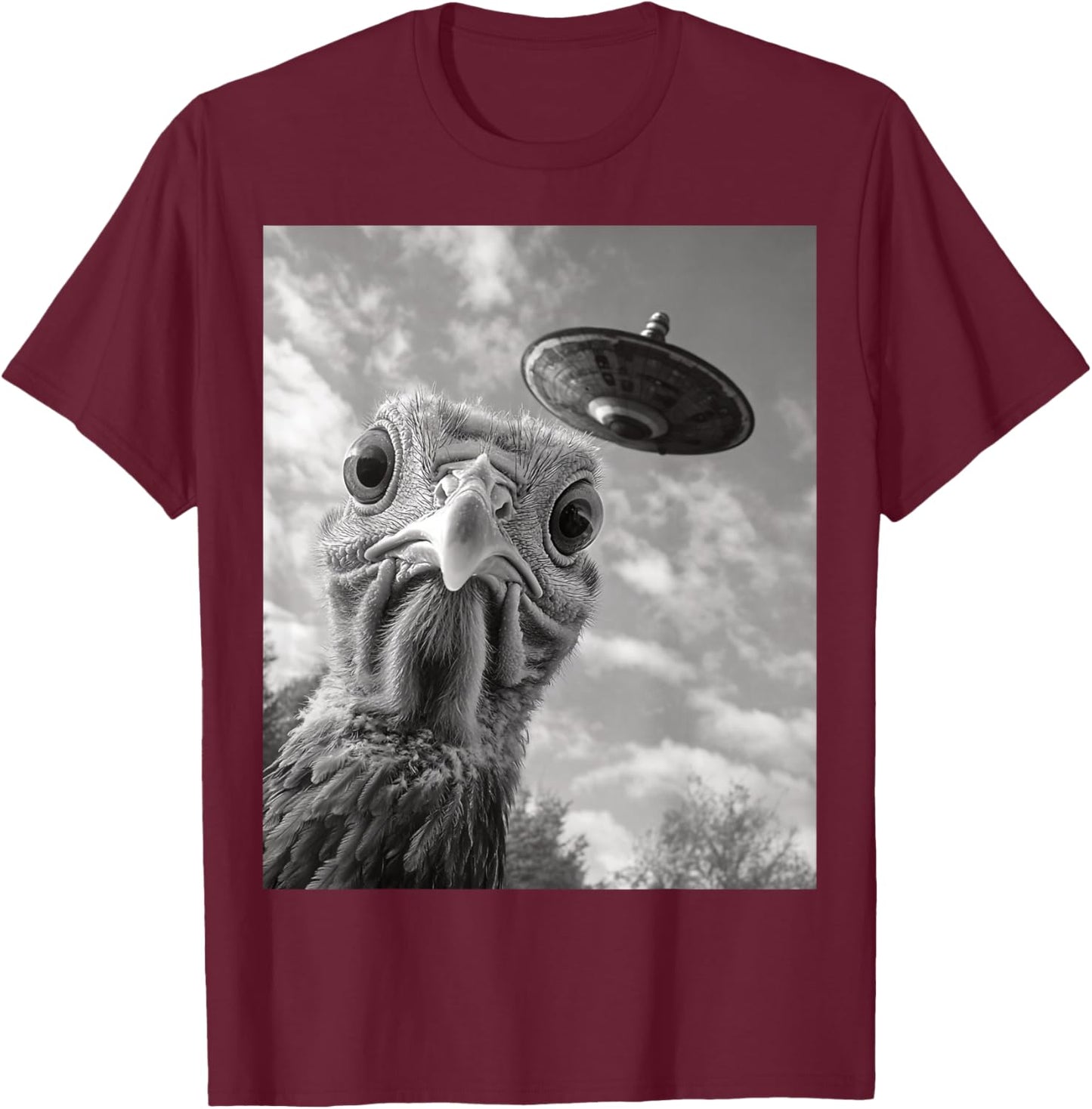 Funny Turkey Selfie UFO Thanksgiving T-Shirt - T-Shirt | Maroon