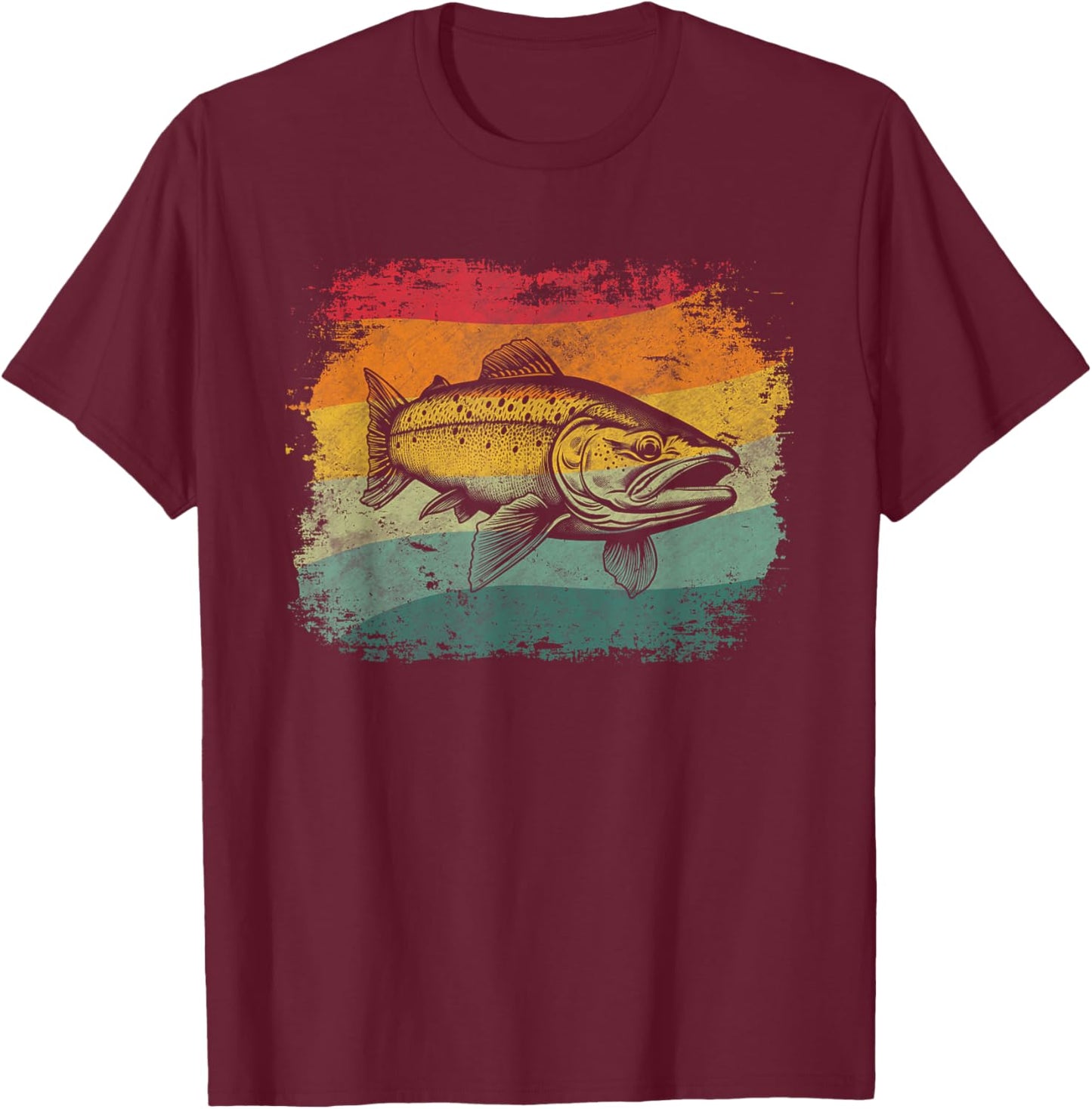 Steelhead Fish Retro Design T-Shirt - T-Shirt | Maroon