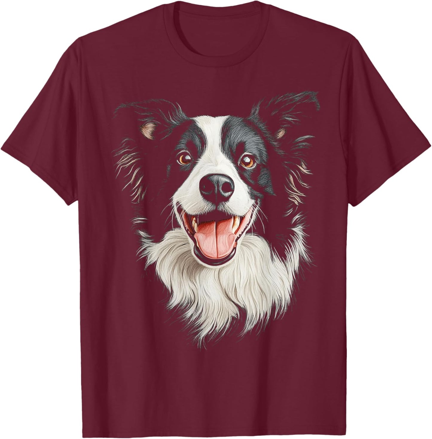 Border Collie Dog Motif Pet Artwork Border Collie Men Women Kids T-Shirt - T-Shirt | Maroon