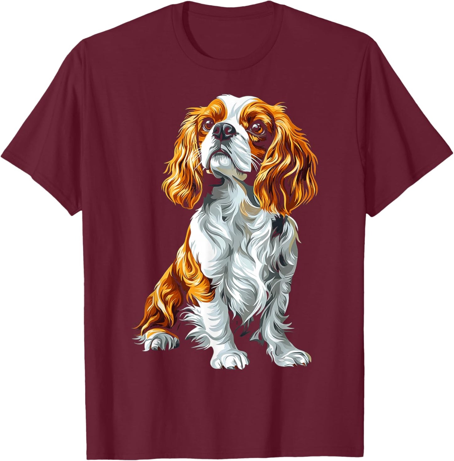 Cavalier King Charles Spaniel Dog Graphic Pet Artwork Men Women Kids T-Shirt - T-Shirt | Maroon