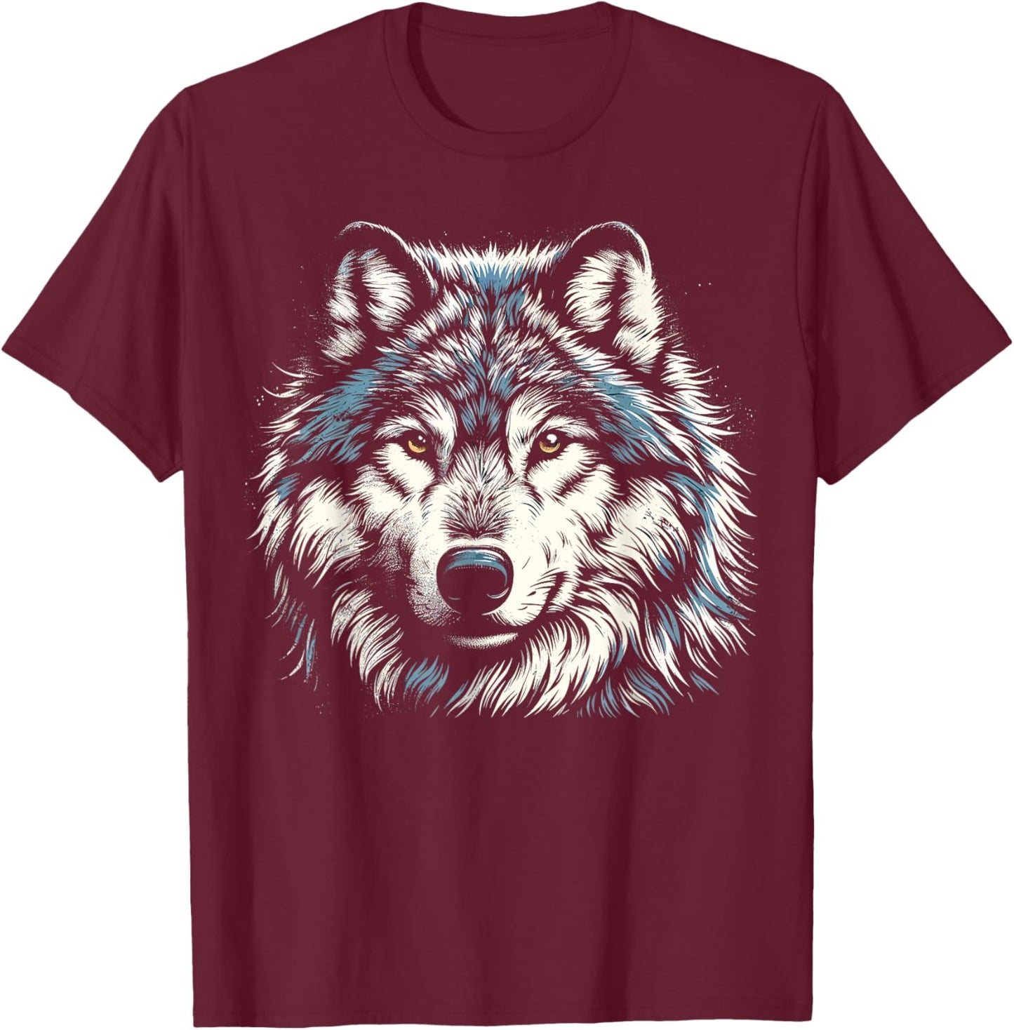 Timber Wolf Face Animal Wolf T-Shirt - T-Shirt | Maroon