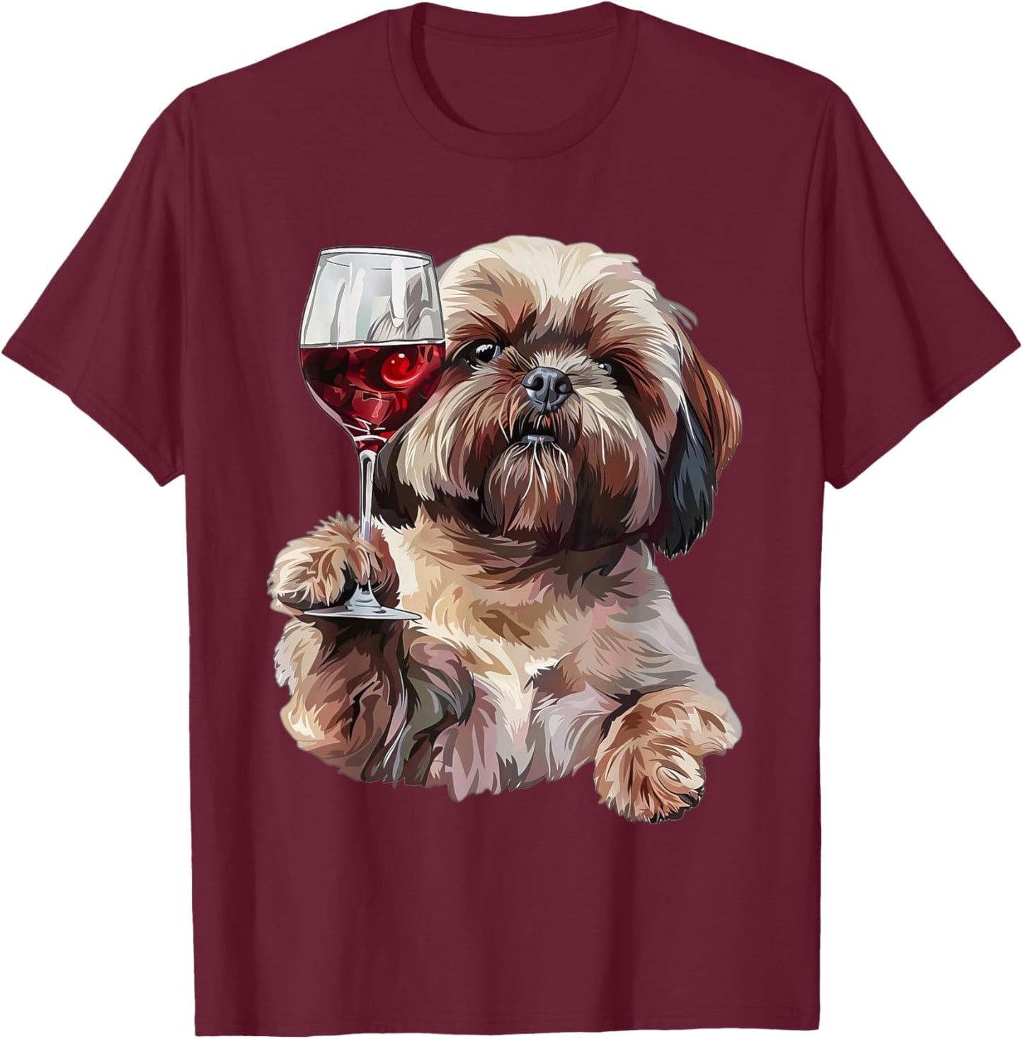 Shih Tzu Wine T-Shirt - T-Shirt | Maroon