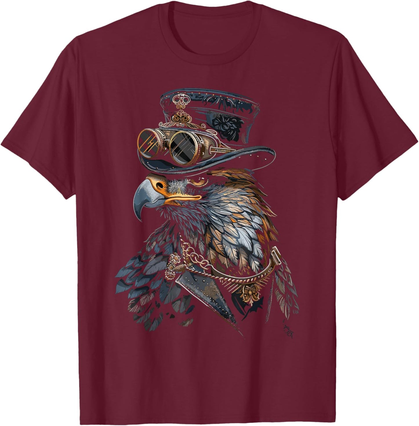 Mechanical Steampunk Eagle T-Shirt - T-Shirt | Maroon