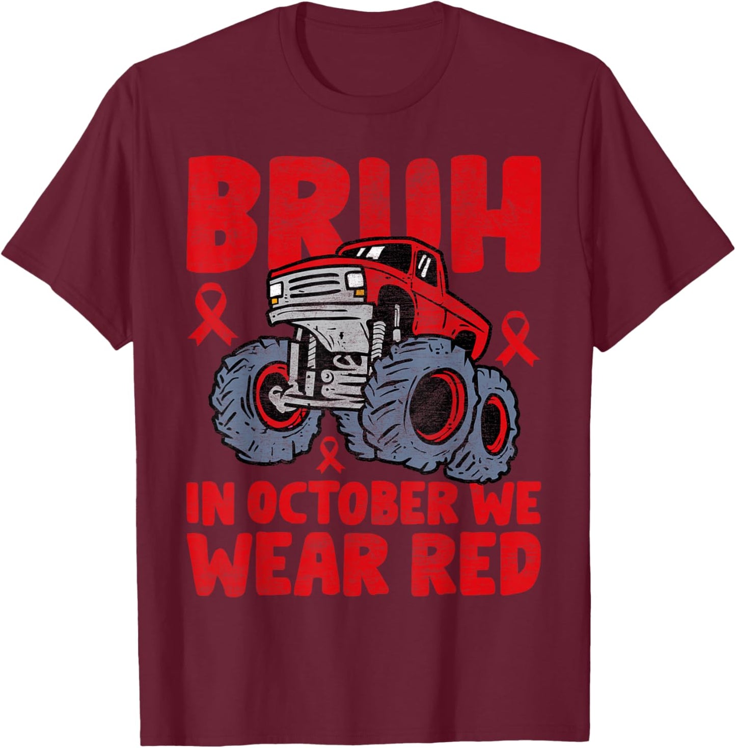 Red Ribbon Week Shirt for Kids Boys Bruh In October Wear Red T-Shirt - T-Shirt | Maroon