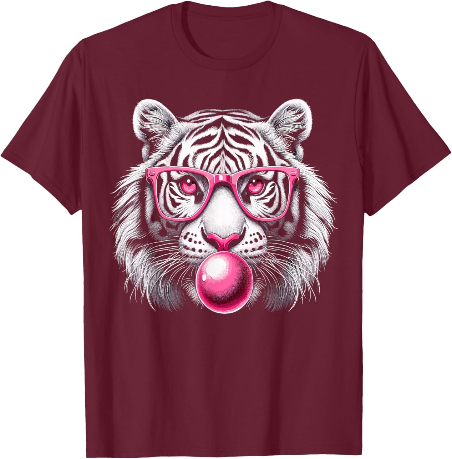 Tiger Wild Animal Cute Tiger T-Shirt - T-Shirt | Maroon