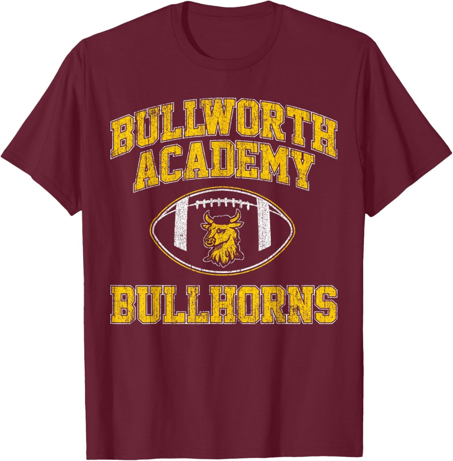 Vintage Bullworth Academy Bullhorns Football T-Shirt - T-Shirt | Maroon