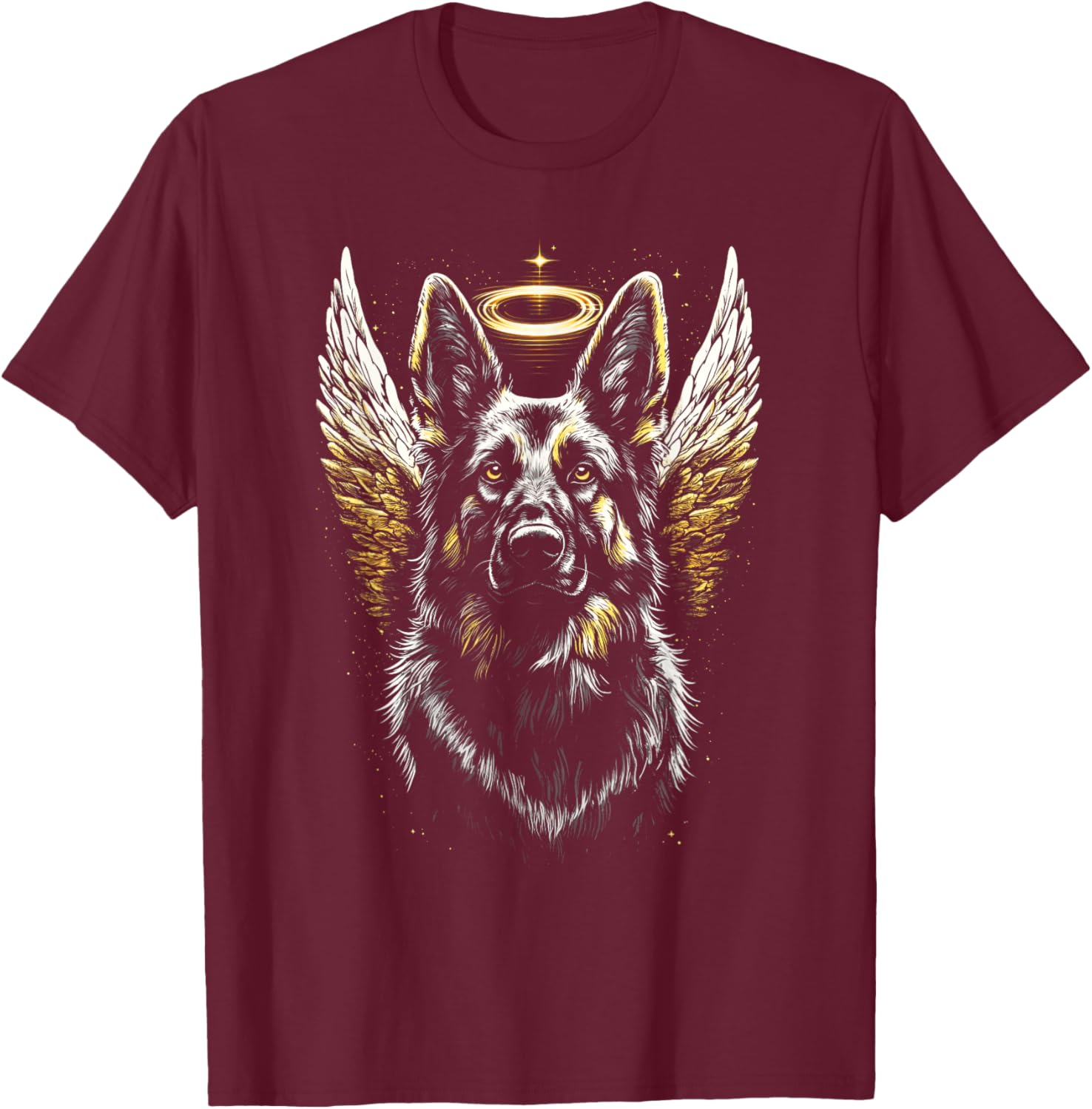 German Shepherd Angel Wings German shepherd art T-Shirt - T-Shirt | Maroon