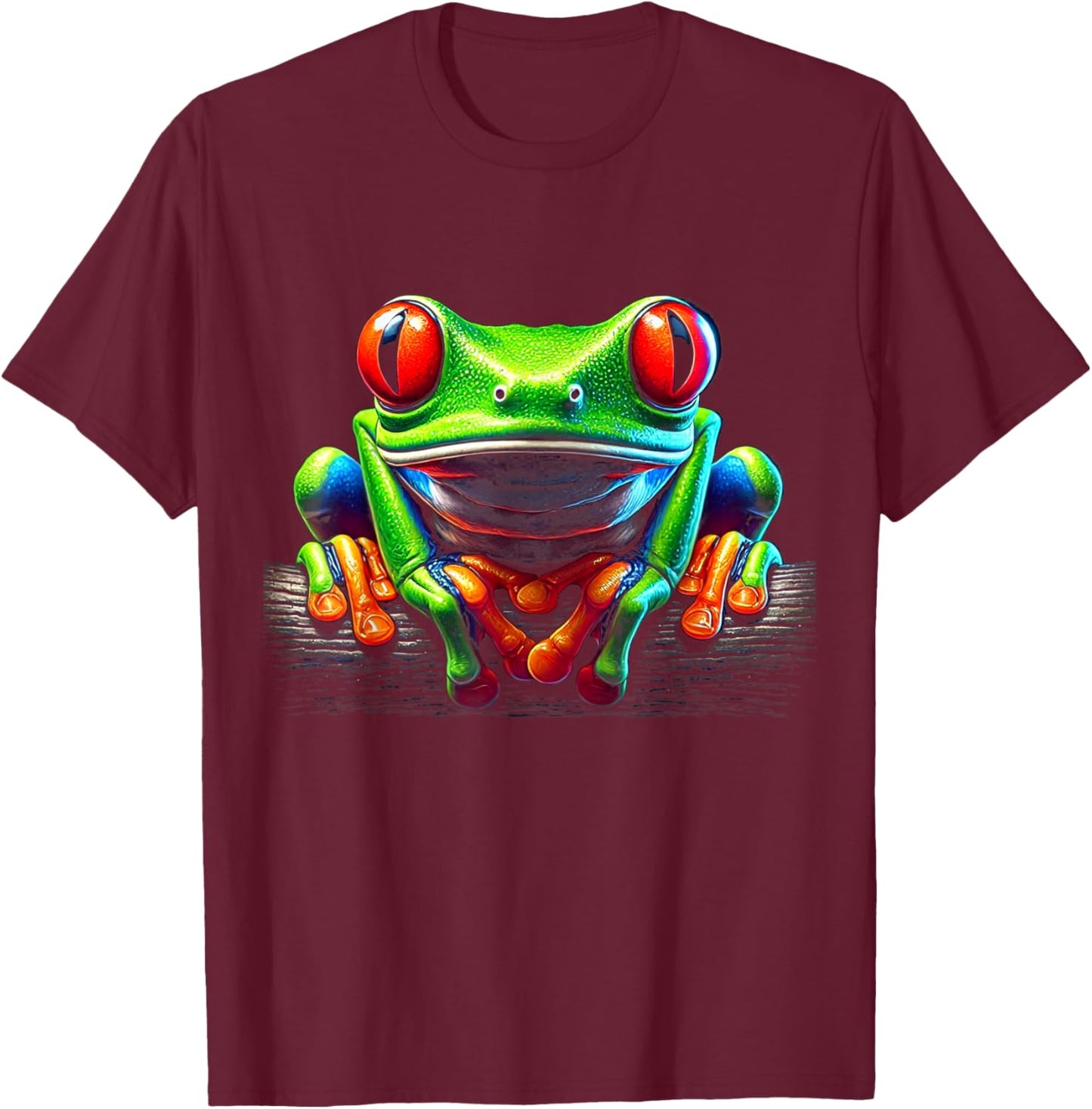 Green Body Red Eyed Tree Frog Rainforest Amphibian T-Shirt - T-Shirt | Maroon