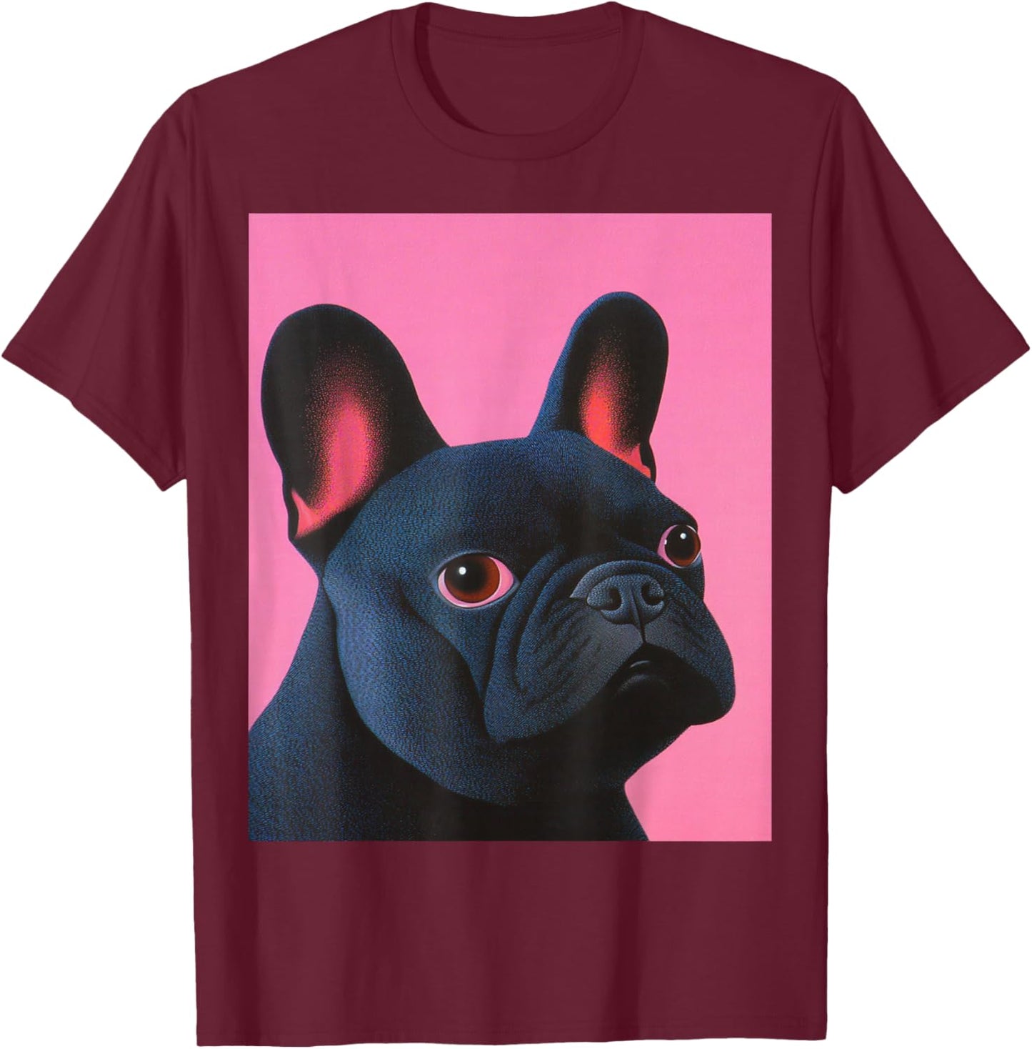 A Dog Black Frenchton French Bulldog Pink Art Frenchie T-Shirt - T-Shirt | Maroon