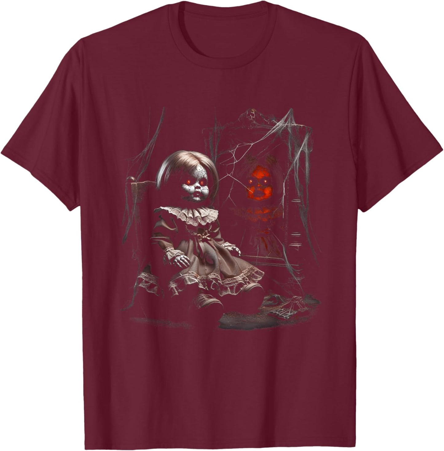 Murder Doll Halloween Killer Puppet Creepy T-Shirt - T-Shirt | Maroon