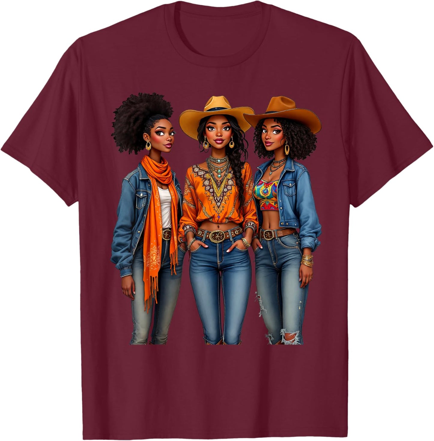 Black Cowgirl Vibes Melanin Black History Texas T-Shirt - T-Shirt | Maroon