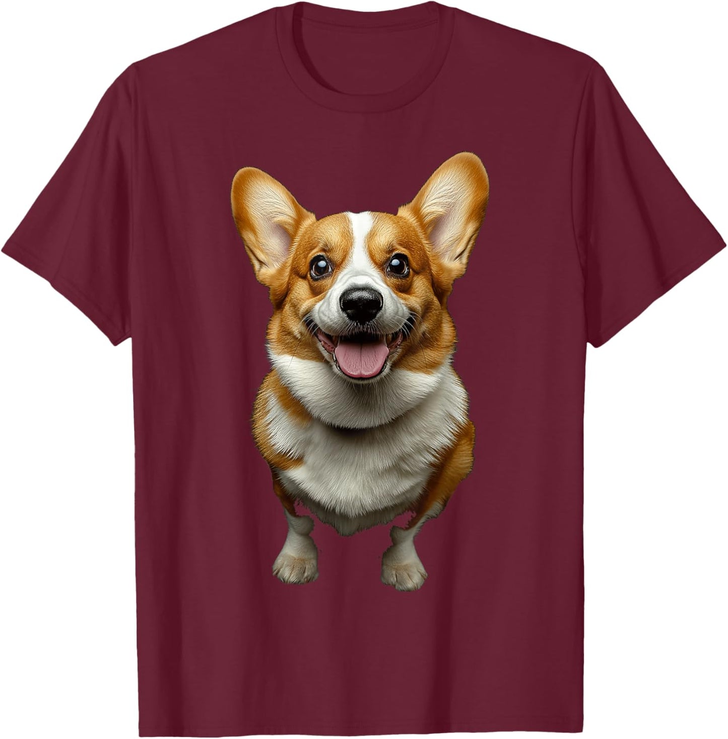 Pembroke Welsh Corgi Dog Motif Pet Artwork T-Shirt - T-Shirt | Maroon