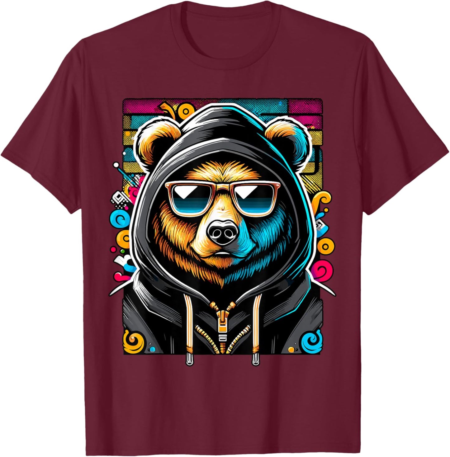 Hip Hop Teddy Bear with Sunglasses Rap Music T-Shirt - T-Shirt | Maroon